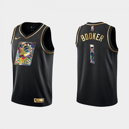 Muški NBA Dres Phoenix Suns Devin Booker 1 Nike 2021-2022 Crno Golden Edition 75th Anniversary Diamond Swingman